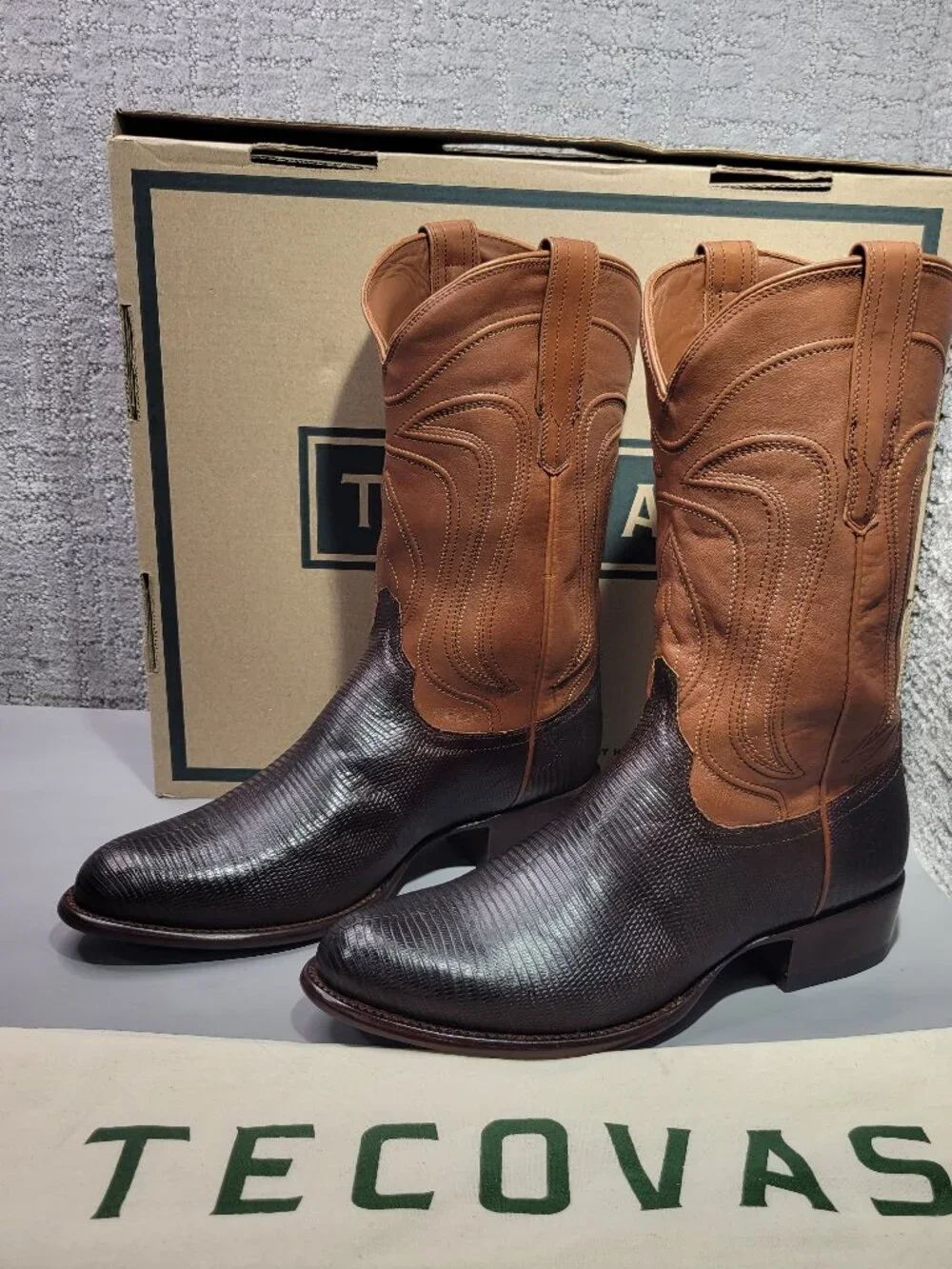 Tecovas The Nolan Men's Size US 9.5 EE Whiskey Lizard Cowboy Boots. - Picture 6 of 12